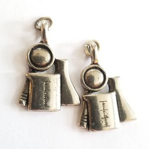 2 charms Labratory equipment ? Beaker silver tone metal pendant